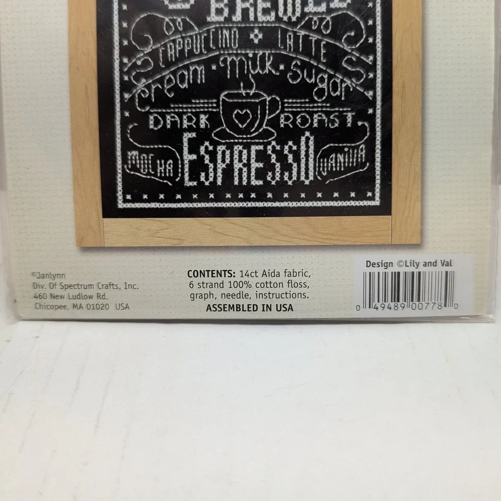 Janlynn Coffee Chalkboard Counted Cross Stitch Kit 5x7 Lily and Val 999-5059